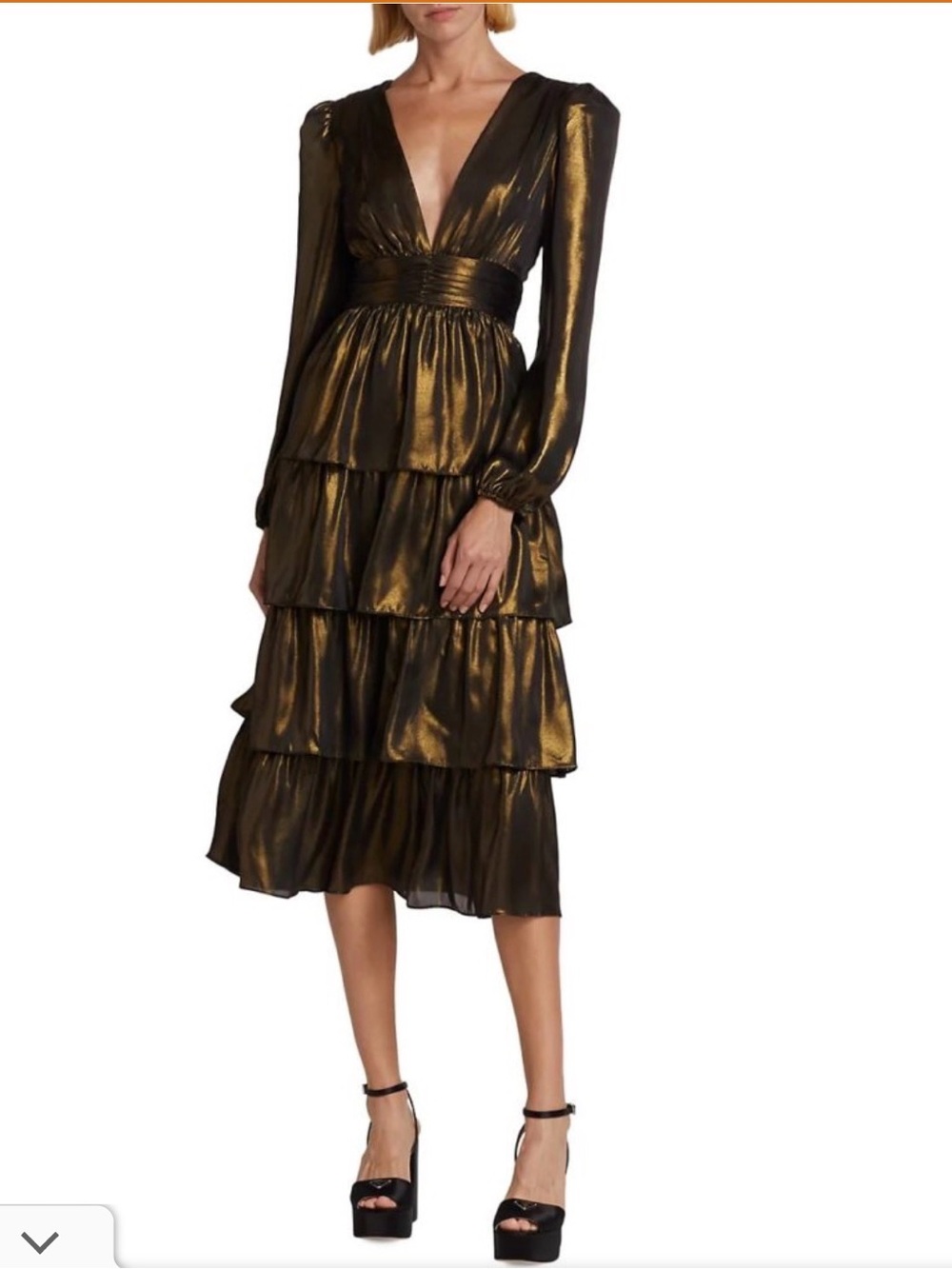 NWT Wayf Metallic Tiered Midi-Dress size XS
